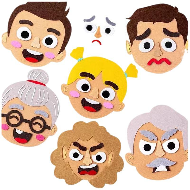 Наборы наклеек-эмодзи из фетра своими руками для детей – Милые нетканые лица-пазлы со сменными выражениями
