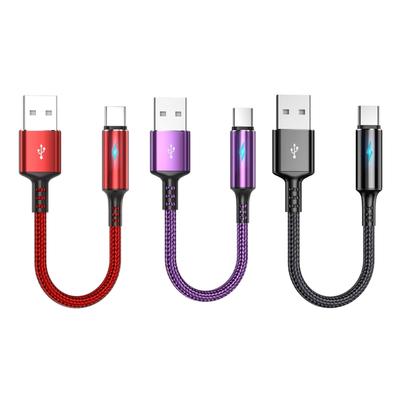 Компактный кабель USB C - USB A для зарядки и передачи данных, 2,4 А, шнур для зарядного устройства, короткий шнур длиной 25 см, материал - нейлон и алюминиевый сплав