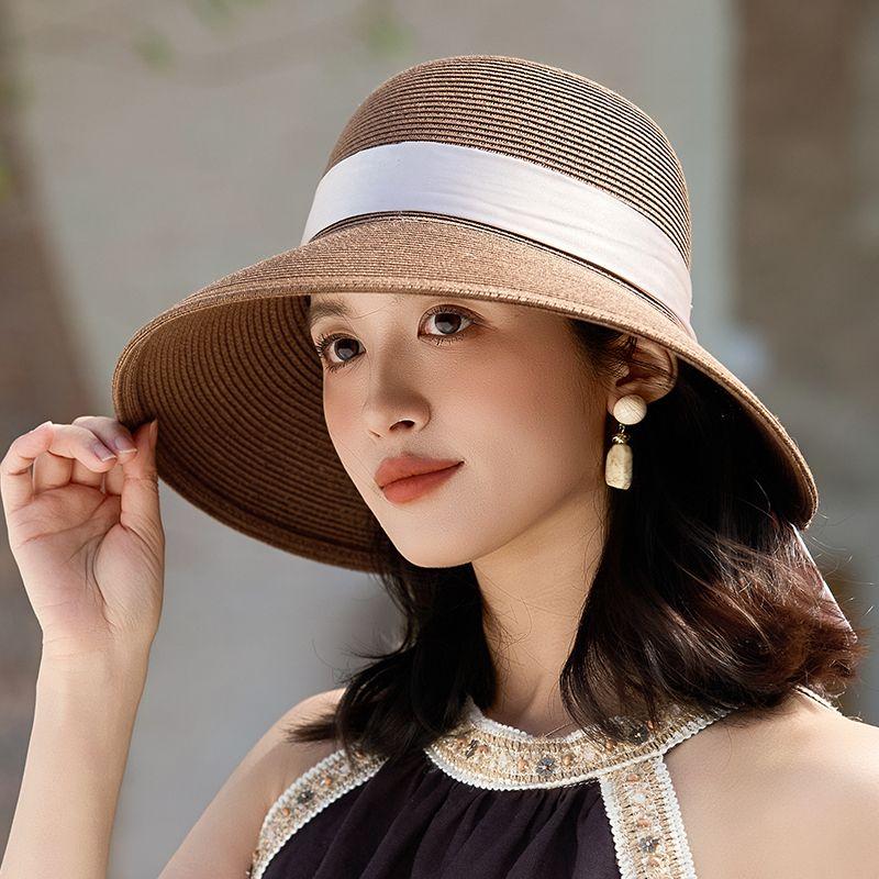 Праздничная соломенная шляпа, женская летняя шляпа от солнца, пляжная шляпа для путешествий на море, шляпа от солнца