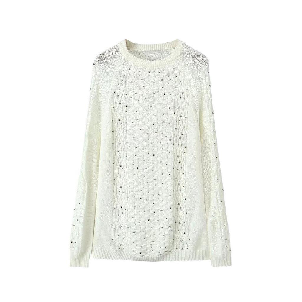 2024 Autumn Women's European & American Style Beaded Round Neck Sweater: Versatile, Fashionable & Casual