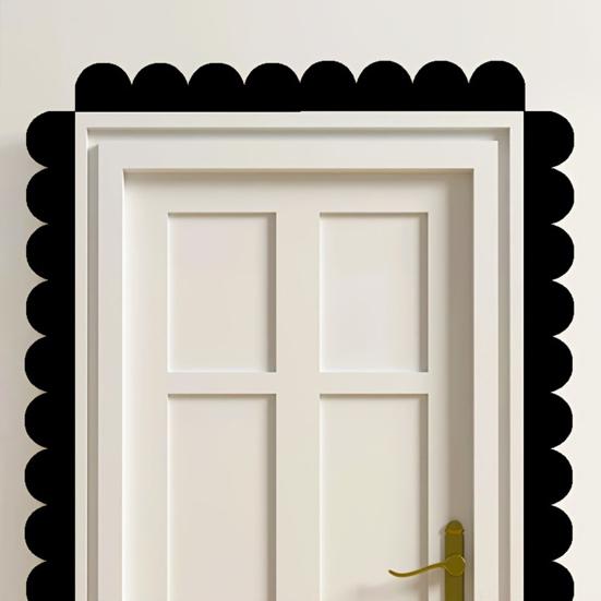 2Pcs Scalloped Wood Border Trim Wall Decoration Adhesive DIY Cabinet Shelf Door Window Frame Scalloped Edge Decorative Wood Strips