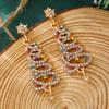 Colorful Zircon Christmas Tree Earrings for Women Fashion Red Green Crystal Tree Pendant Earring New Year Holiday Jewelry Gifts