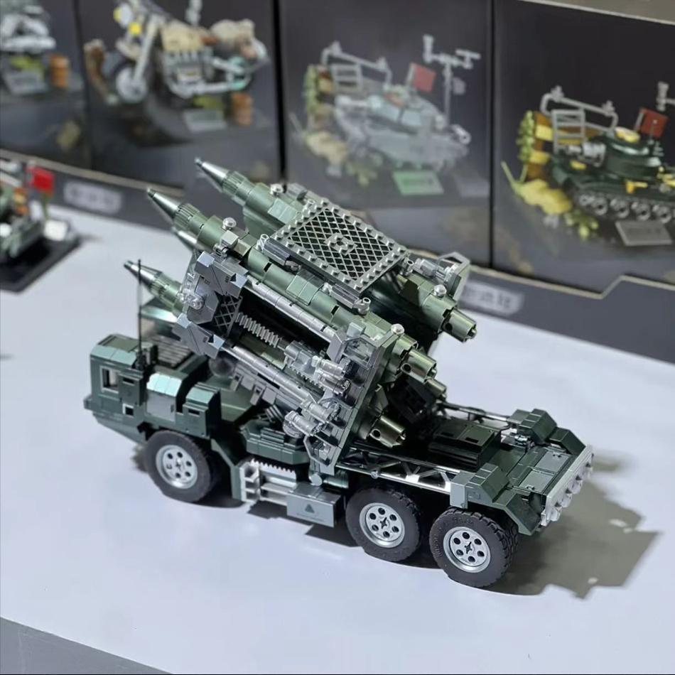 MOC Военный Балистический Ракетный Комплекс Тяжелый Танк Бронированная Машина Вооруженные Вертолеты Модель Строительные Блоки Кирпичики Игрушки Подарок для Детей