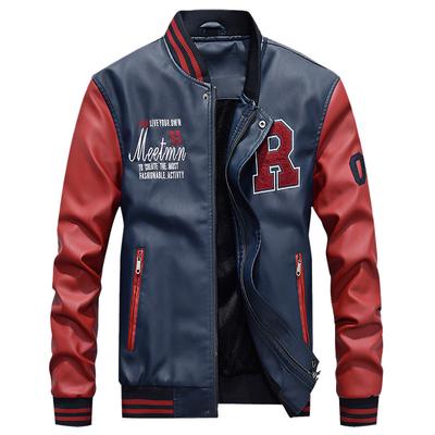 Кожаная куртка мужская повседневная куртка из ПУ бейсбольная стойка воротник мужская кожаная куртка весна и осень