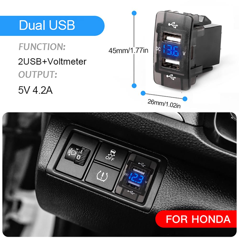Автомобильное зарядное устройство QC 3.0 Dual USB с дисплеем напряжения — быстрая зарядка для iPhone/Samsung/Huawei (48W)