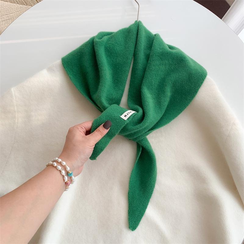 Wool Knitted Triangle Scarf Shawl Women's Autumn and Winter Thermal Headscarf Multi-functional Thermal Versatile Small Scarf Women