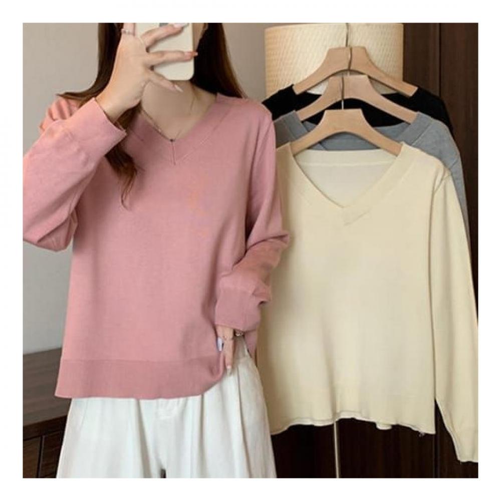 NaVaVa V Neck Long sleeVe Knit Solid Nk1967
