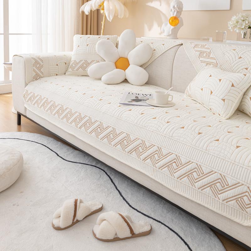 Новый хлопковый чехол для дивана с вышивкой для гостиной, нескользящее полотенце для дивана, подушка для дивана в форме буквы L, угловой диванный коврик, современный домашний декор