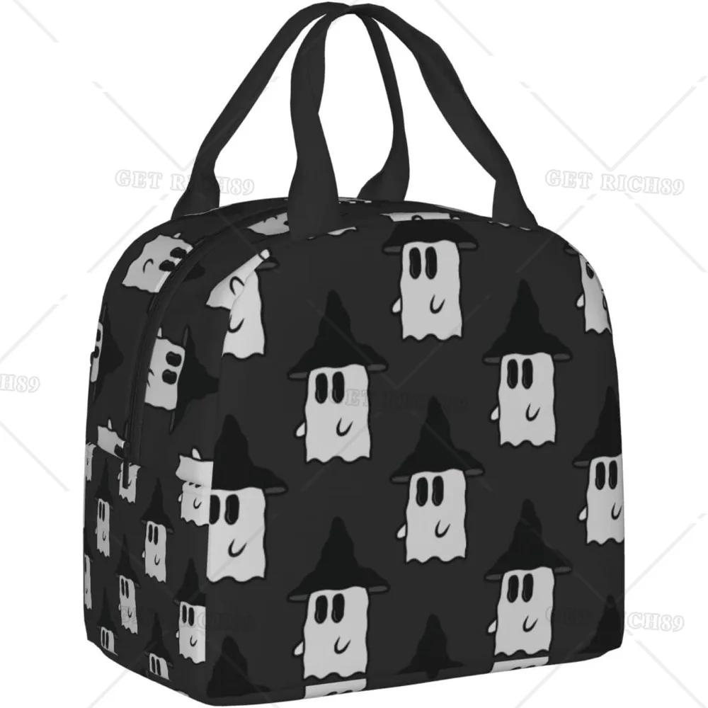 Милый маленький хозяин в шляпе сумка для ланча для женщин, мужчин, взрослых, детей, Хэллоуин, изолированный многоразовый ланч-бокс с карманом для работы, пикника