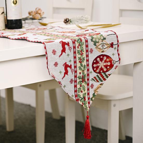 Pwichdn Рождественские украшения Трикотажная ткань Креативная красочная скатерть-бегун