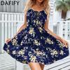 Women's Fashion Summer Spring Flower Pattern Print Sleeveless Suspenders O-Neck Casual Dresses