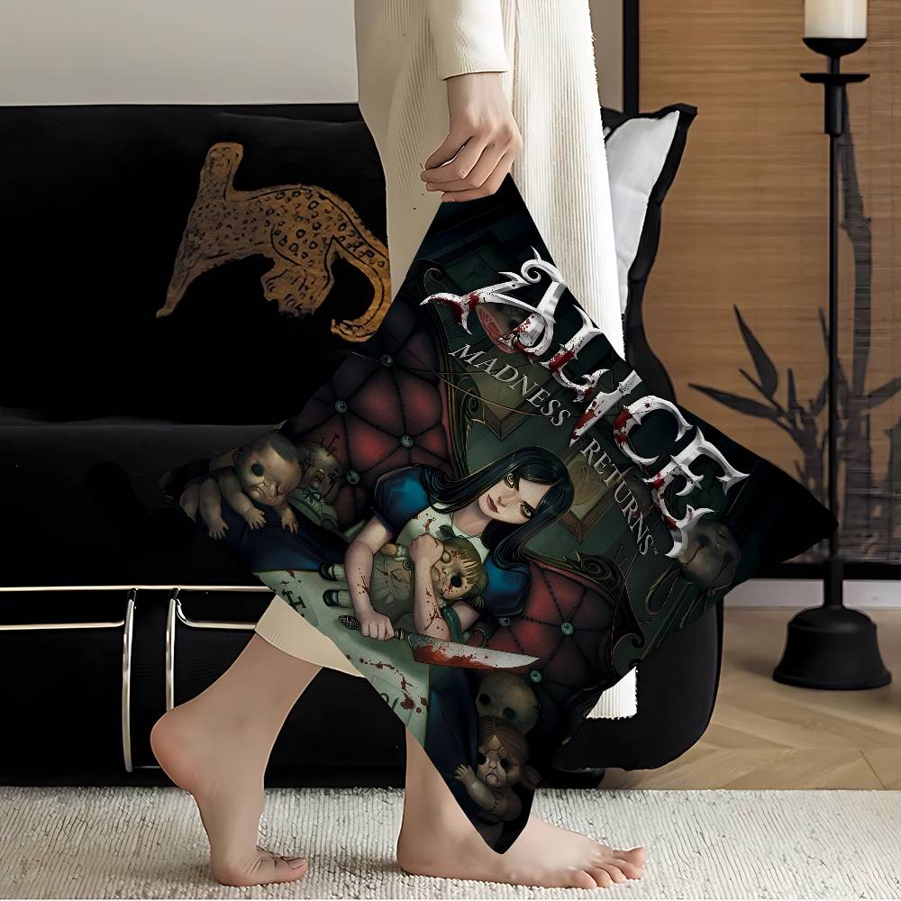 Horror Game AAlice MMadness RReturns Pillow Covers Cartoon Sofa Decorative Home Doublesided Short Plush Cute Cushion