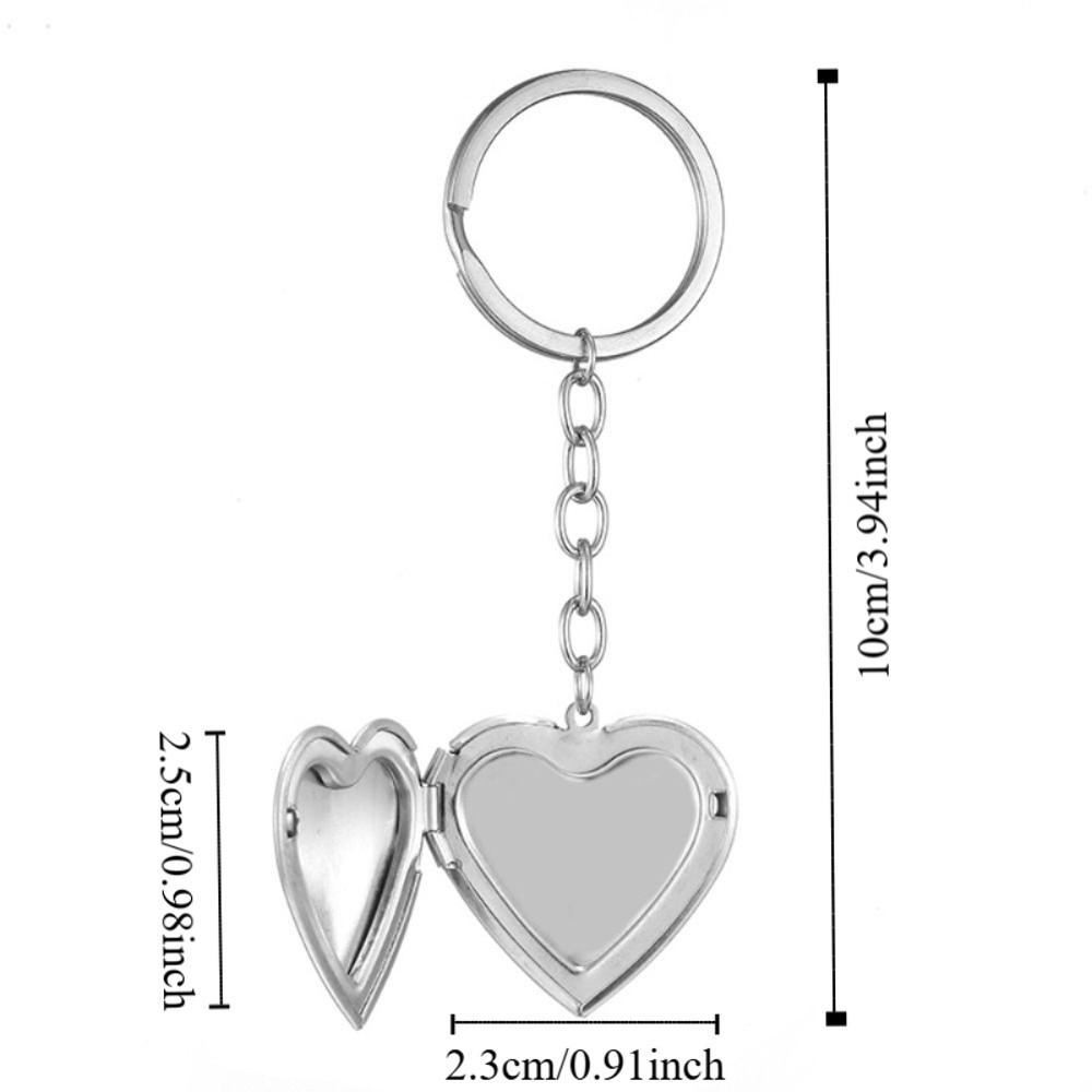 2Pcs Bag Hanging Photo Hold Keyring DIY Stainless Steel Keychain Funny Heart Album Keychain  Gifts
