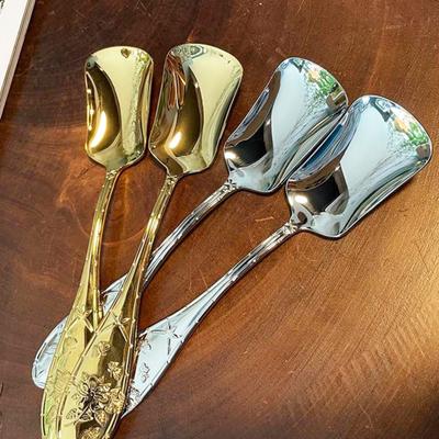 4 шт. ложки для мороженого из нержавеющей стали в стиле ретро с квадратной головкой, десертная кофейная лопатка, сорбет, йогурт, торт, желе, набор сервировочной посуды, кухонный гаджет