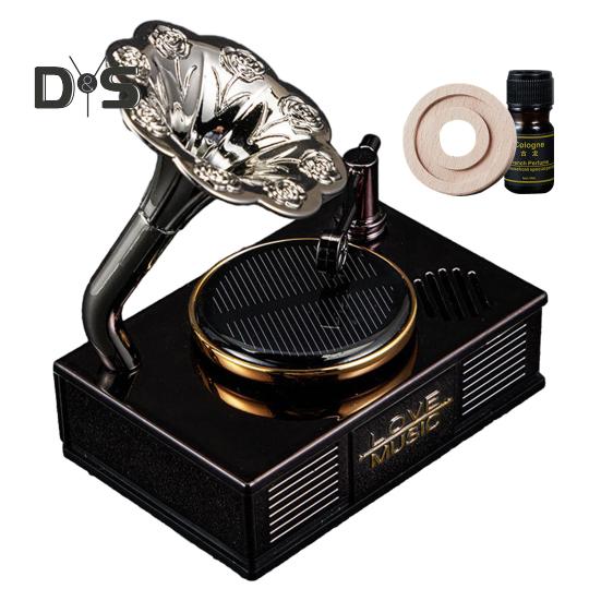 Автомобильный освежитель воздуха на солнечной энергии, винтажный фонограф, проигрыватель пластинок, длительный аромат, авто ароматерапевтический диффузор, орнамент, аксессуары для салона автомобиля