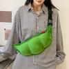 Сумка через плечо в форме зеленой сои, плюшевая сумка на молнии, нагрудная сумка с регулируемым ремнем для походов и активного отдыха на свежем воздухе