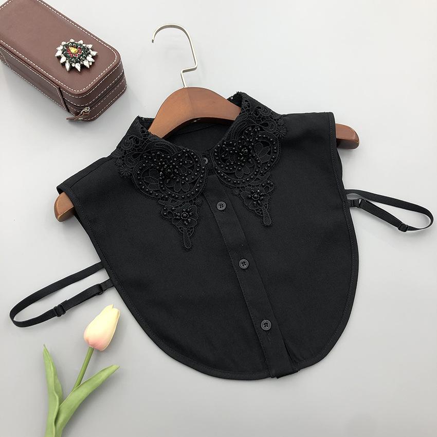 Women's Handmade Beads Fake Collar for Sweater Neckwear Decoration Ladies Half Shirt Detachable Fake Collar Decorative