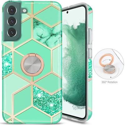 Чехол - Booling - для Samsung Galaxy S22 - Бирюзовый - Силикон - С кольцом-подставкой
