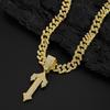 European-American Hip-Hop Style Cuban Necklace with Large Sword Alloy Full Diamond Pendant Trendy Men's Jewelry