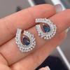 Женские серьги SACEGEMS, стерлинговое серебро 925 пробы, 5*7 мм, серьги-гвоздики с натуральным лондонским синим топазом, ювелирные изделия для свадебной вечеринки