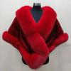 Thickened Warm Mink Fox Fluffy Cape Coat Solid Color Women Winter Faux Fur Shawl