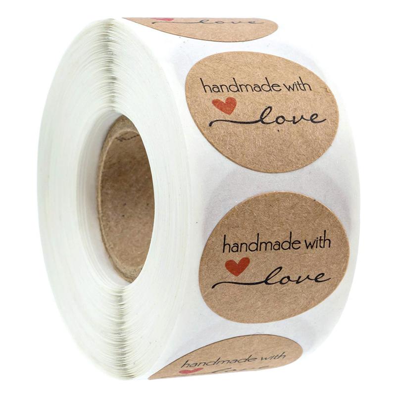 500pcs 1inch Kraft paper Thank You Stickers Seal Labels Small Business Supplies Handmade With Love Stickers Cute Stationery