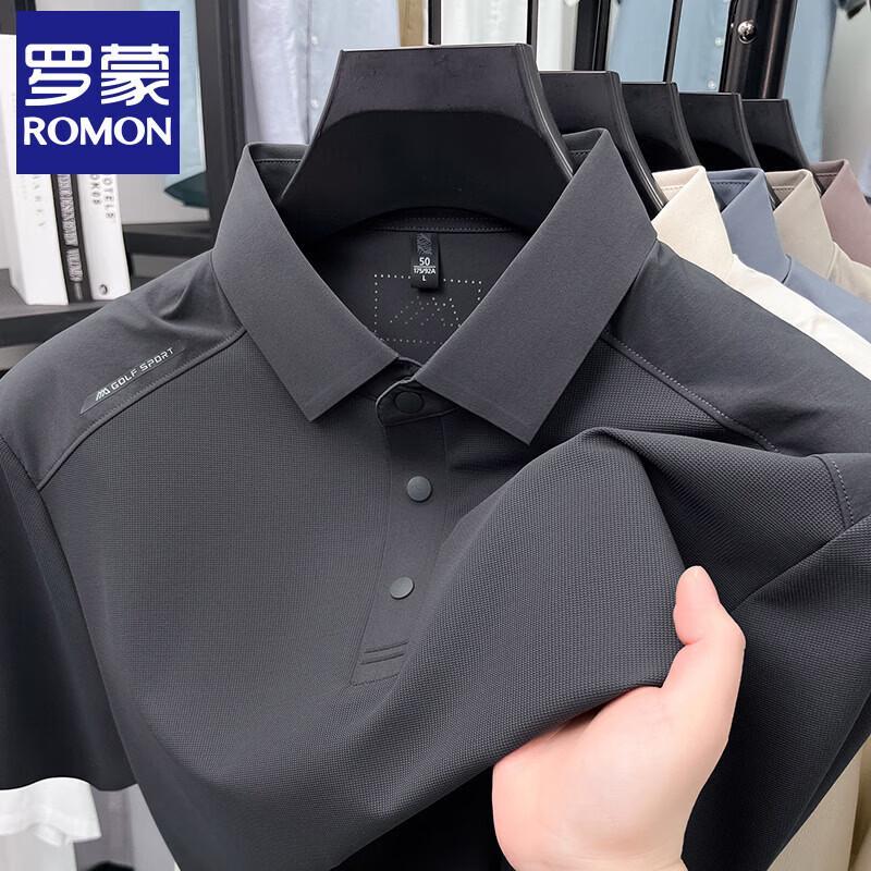 ROMON Мужская летняя однотонная рубашка-поло с коротким рукавом в стиле business casual