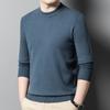 Осенний однотонный молодежный облегающий мужской свитер с круглым вырезом, универсальный деловой трикотажный свитер, нижняя рубашка, мужская одежда
