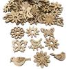 50PCS Hollow Wood Pieces Embellishments Vintage Christmas Unfinished Wood Ornament Decorative Accessories for DIY Scrapbooking Handmade Crafts