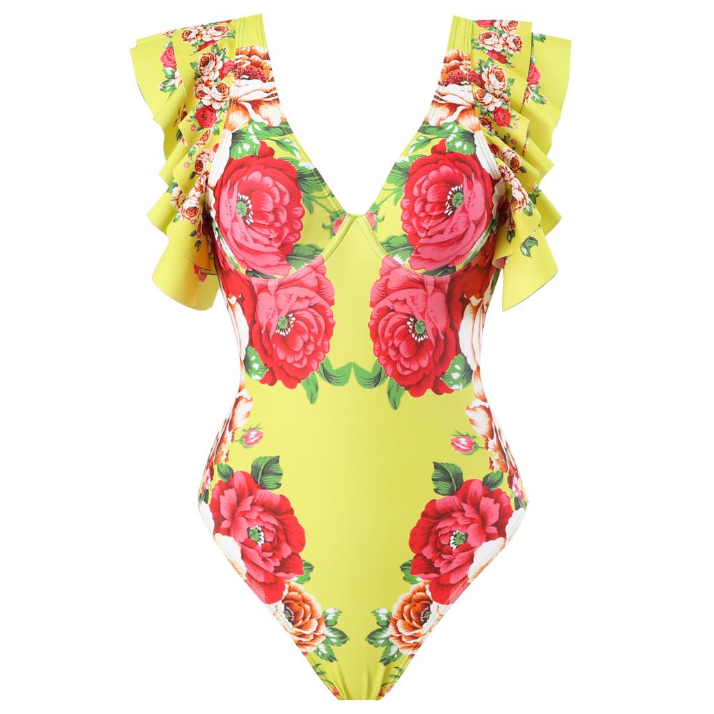 New Sexy One-piece Swimsuit Women's Printed Two-piece Chiffon Skirt Swimsuit Set