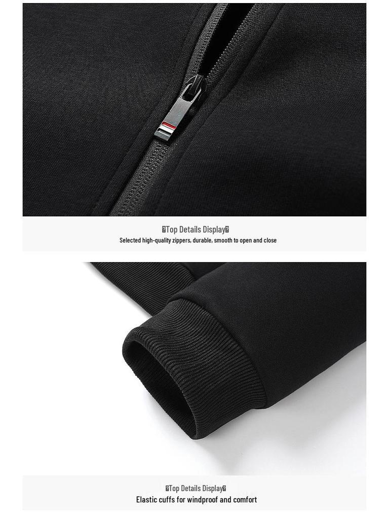 Мужской хлопковый спортивный костюм: Свитшот и кардиган с воротником-стойкой на весну/осень, повседневный свободный крой, комплект из двух предметов для среднего и пожилого возраста