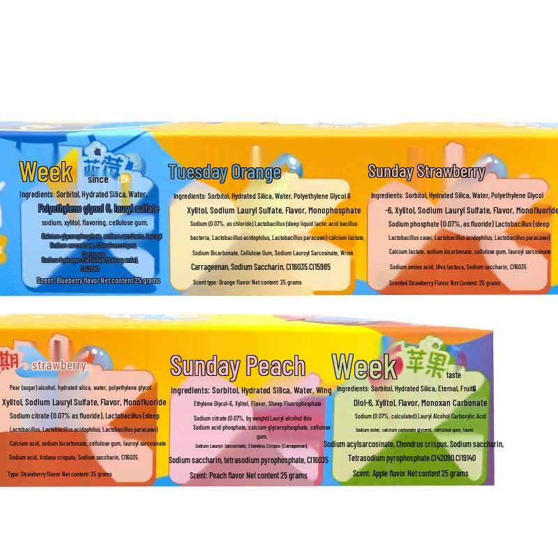 Lengsuanling Beilele Kids Toothpaste 5-Color Week Set