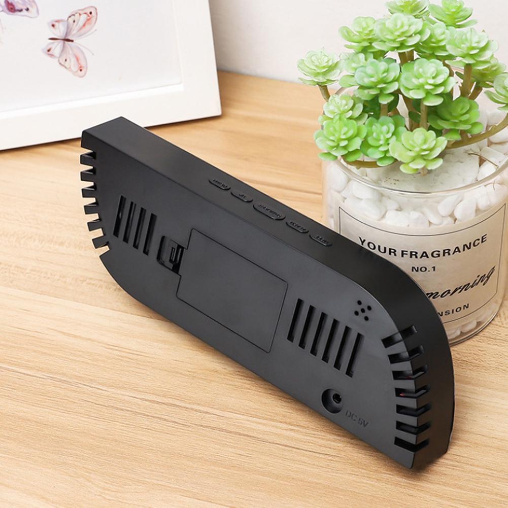 Digital Mirror Surface Alarm Clock 2 Levels Brightness LED Alarm Clock Snooze Function Temperature Humidity Display Clock