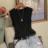 Летняя майка с круглым вырезом для женщин, широкие бретели, тонкая внутренняя часть без рукавов, трикотажный однотонный верх, полиэстеровый жилет