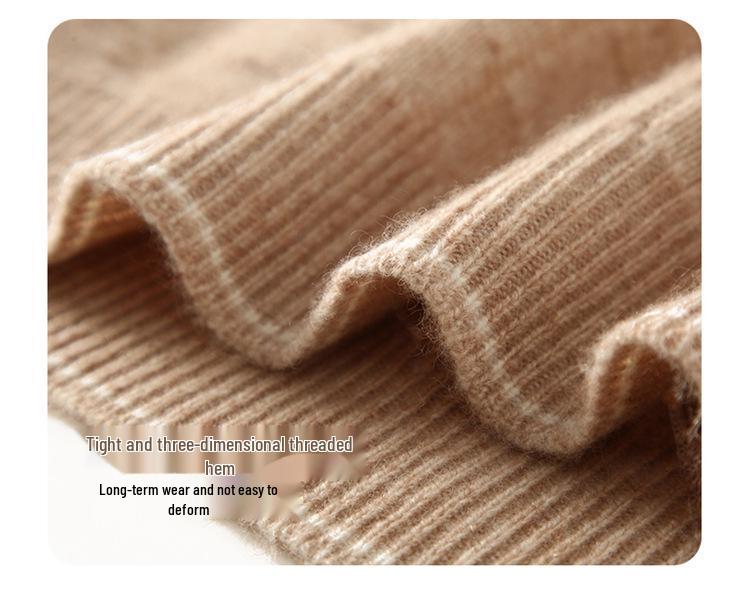 Women's Textured Cashmere Crew Neck Long-Sleeve Pullover Top for Autumn/Winter