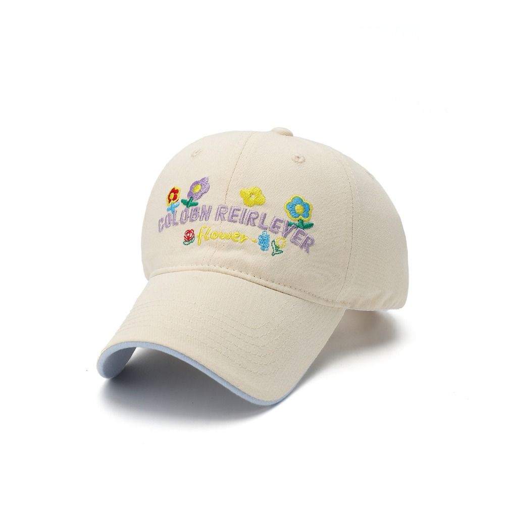 Cotton Floral Baseball Cap Letter Embroidered Streetwear Hats Casual Peaked Cap  For Women Girls
