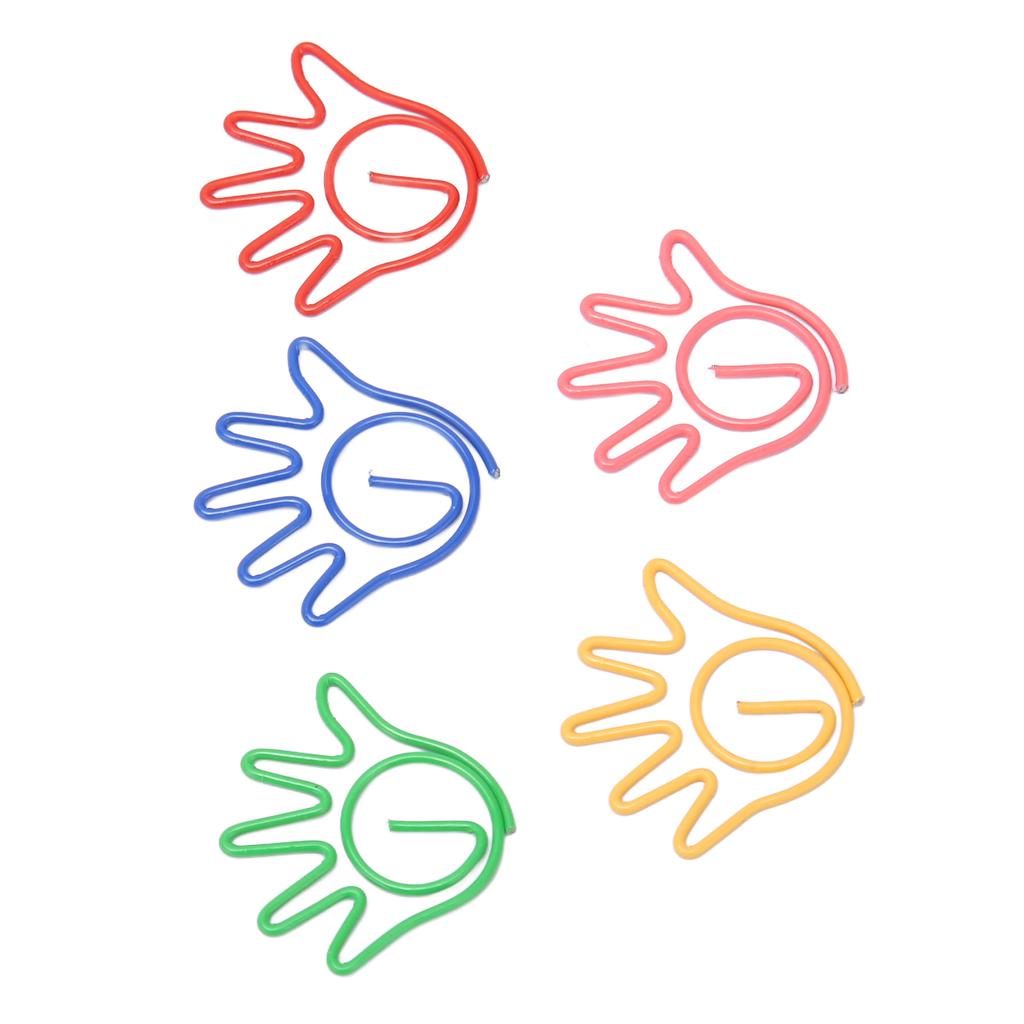 100 шт. милые скрепки в форме руки, разные цвета, гальванизированные, необычные скрепки для семьи 