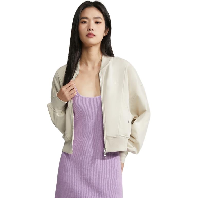 Calvin Klein Куртка-бейсболка с вышитыми буквами Ck, женская куртка, молочная J221662