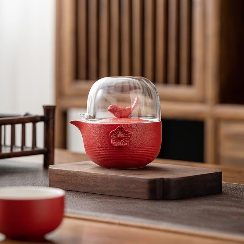 Chinese Ceramic Teapot and Two Cups Set
