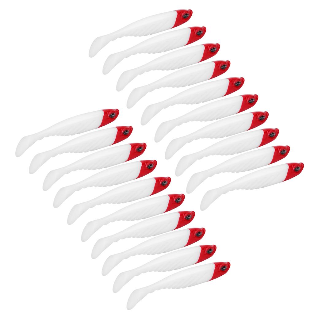 20pcs Soft Bait Worm 7cm Fishing Lures Artificial T Tail Silica Gel Bait for Fishing Blanc