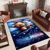 Teddy Bear Theme Crystal Velvet Rug Personalized Custom Name Text Soft Floor Mat Home Decor