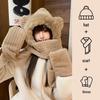 "Korean-Style Bear Plush Hat & Scarf Set: Warm, Cute Women's Autumn/Winter Accessory"