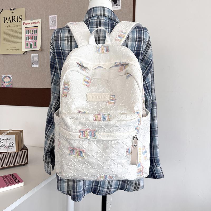 Женская школьная сумка с вышивкой, плиссированный рюкзак для школьников, большой емкости