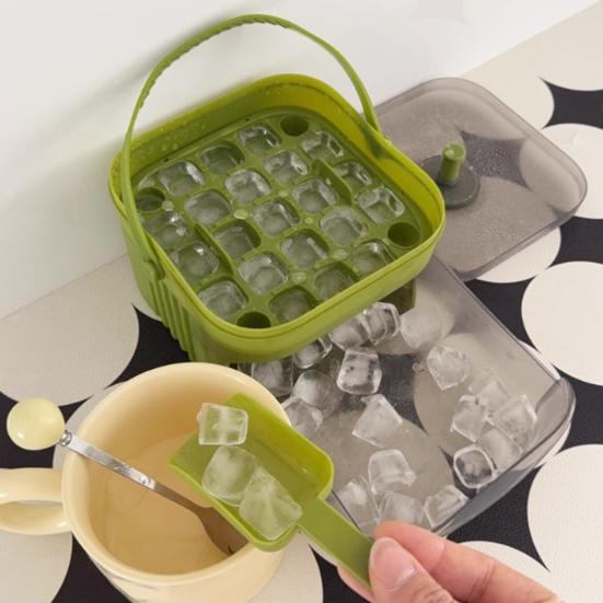 Форма для льда с крышкой и лопаткой для льда, штабелируемый двухслойный лоток для льда, выдвижной ящик для льда, устройство для изготовления кубиков льда для коктейлей, виски