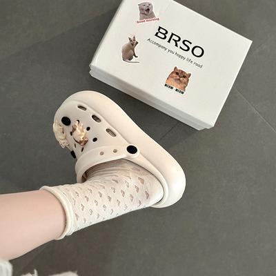 Милые мультяшные туфли-дырки для девочки-котенка, летняя мода, EVA, уличная носка, нескользящие, пляжные, повседневные, шлепанцы с головой сумки, тренд