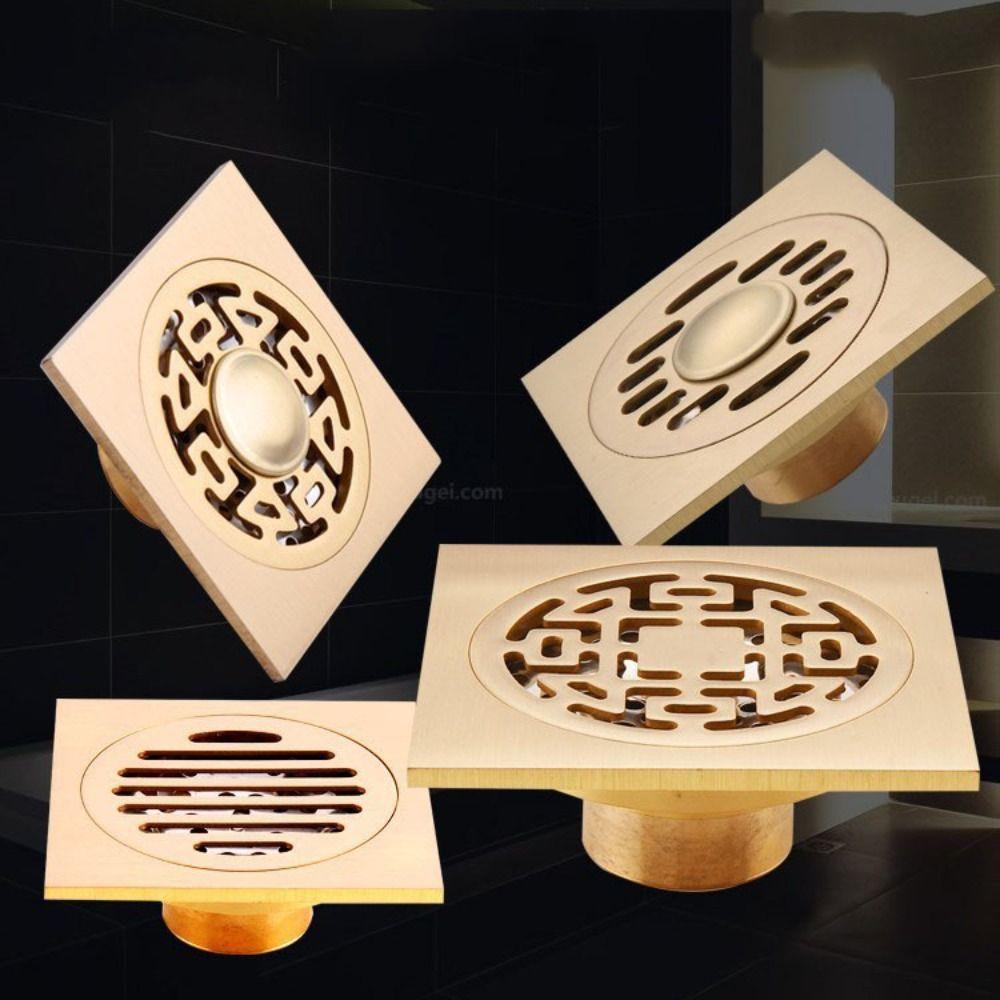 Anti-odor Square Shower Drain Brass Bathroom Drainage Convenient Floor Hair Catcher Laundry Floor