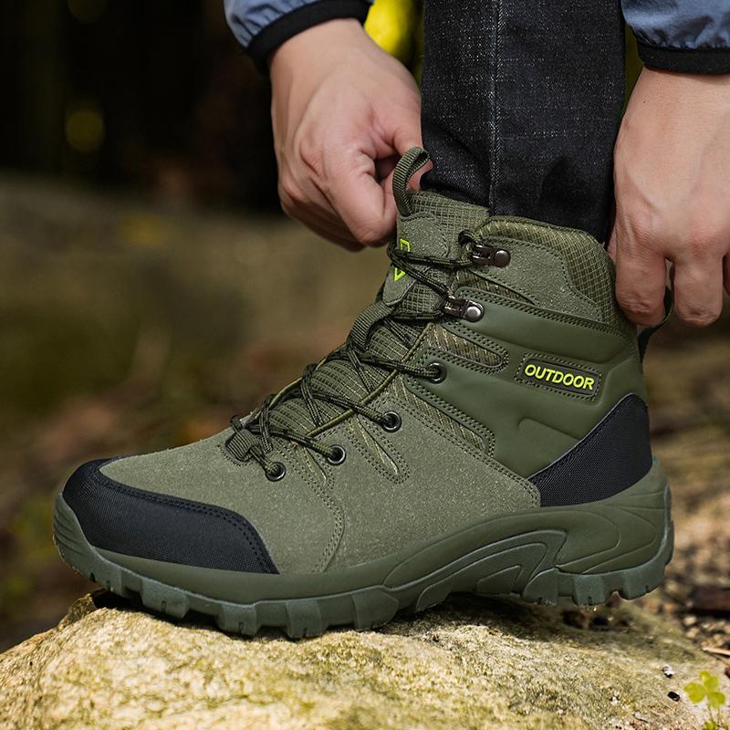 39-48 Men's Plus Size Anti Slip Wear-resistant Fashionable and Trendy Outdoor High Top Hiking Shoes Hiking Shoes