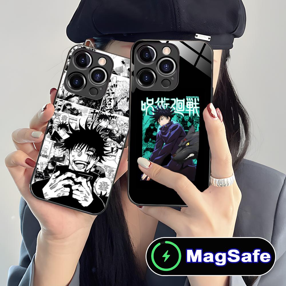Чехол для мобильного телефона Jujutsu Kaisen Мегуми для iPhone 17 16 15 14 13 12 11 Pro Max Plus Mini MagSafe Стеклянный Цветной Чехол Роскошный