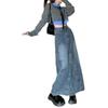 High-waisted Plus Size Denim Skirt Women Spring and Fall Open Long A-line Skirt