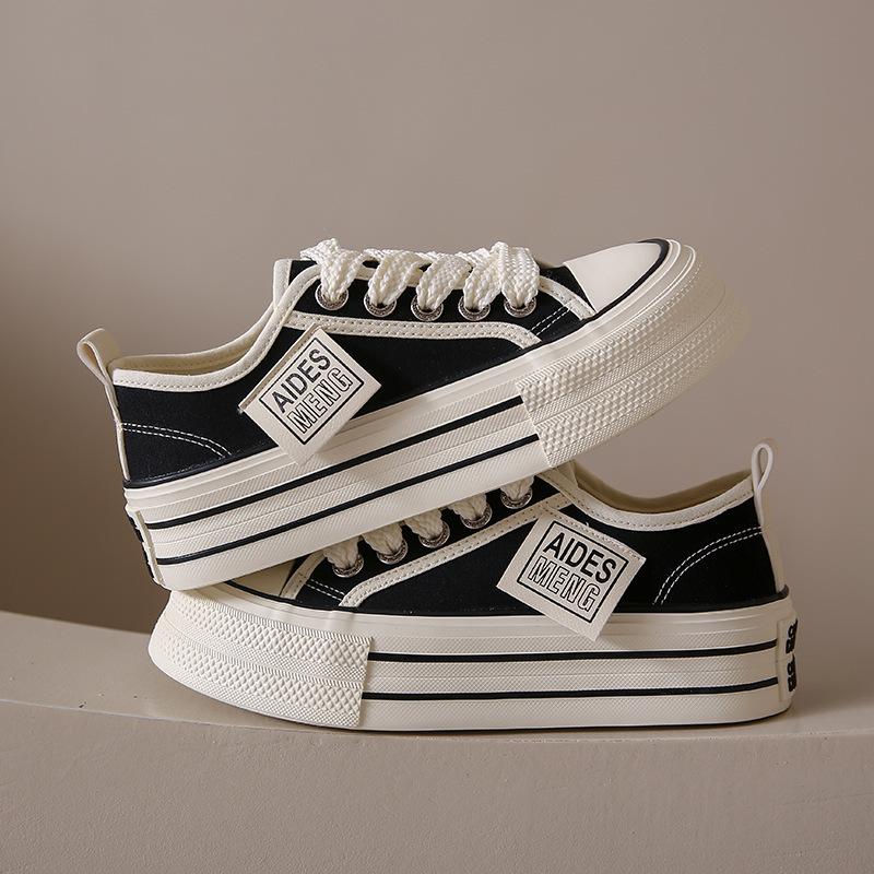Модные женские парусиновые кроссовки, женская повседневная обувь, весна 2024, новые кроссовки, женская обувь на плоской подошве со шнуровкой, женская вулканизированная обувь